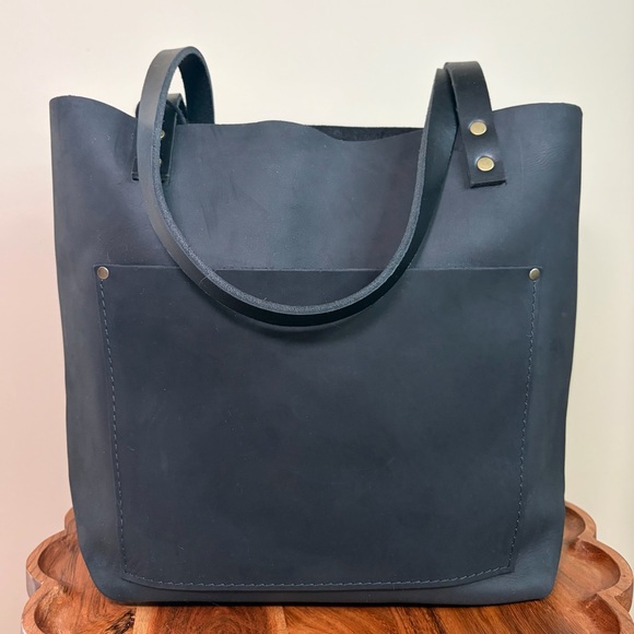 Portland Leather Handbags - Portland Leather Classic Tote Shadow Black Nubuck Leather NWT